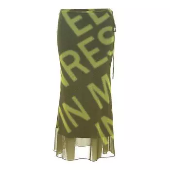 Weird Puss Retro Style Stylish Stylish Letters Print Elegant Silm Slimming Skirt Midi Dress Yellow S
