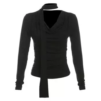 Weird Puss Slim Fit Elegant Black Long Sleeve T-shirt Black S
