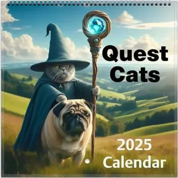 Weird Quest Medieval Cat Calendar 2025 Stylish Simple Home Decoration Bedroom