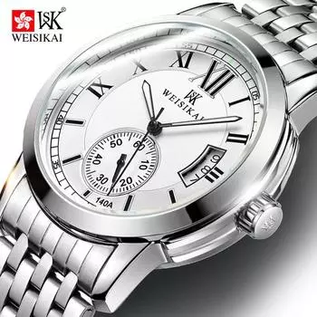 WEISIKAI 140A Мужские часы Новые роскошные мужские часы высшего бренда с коробкой Водонепроницаемые светящиеся календари Автоматические мужские механические часы