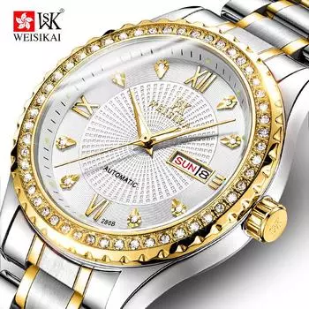 WEISIKAI 286B Мужские часы Новые роскошные мужские часы высшего бренда с коробкой Водонепроницаемые светящиеся календари Автоматические мужские механические часы
