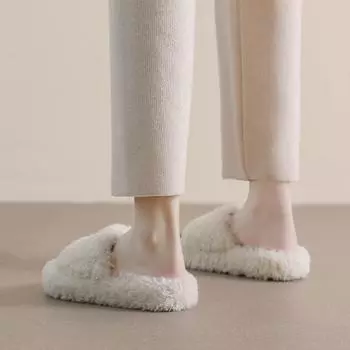 Weiwei girl 008 Mao Mao slippers women wear autumn and winter velvet cotton shoes Internet celebrity fashion Mao Mao shoes large size women s shoes 34 бежевый