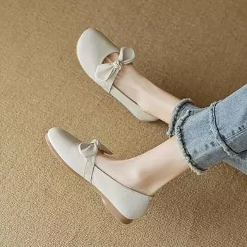 Weiwei girl 1001-1 милые кукольные туфли женские туфли с плоским дном и мелким бантом французские туфли бабушки с мелким бантом 35 абрикосовый