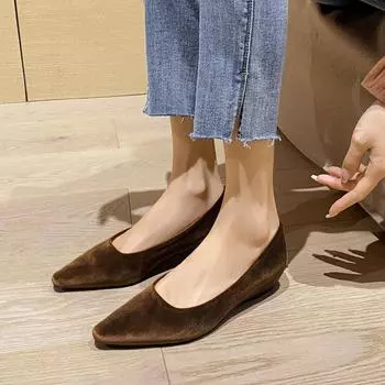 Weiwei girl 127-1 Maillard single shoes women s thick heel retro one-pedal work shoes commuting shallow beanie shoes 35 чёрный