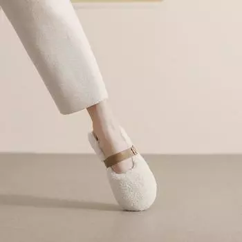 Weiwei girl 138-1 Mao Mao shoes women wear autumn and winter velvet with Mary Jane shoes soft-soled flat shoes 34 бежевый