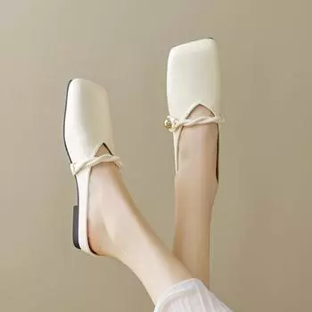 Weiwei girl 299-2 French bag head half slippers women wear one word with lazy beach flat bottom cool slippers women 35 абрикосовый