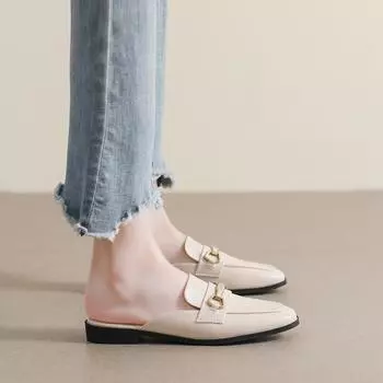 Weiwei Girl 340-10 Плоские тапочки Женские ленивые однопедальные туфли Muller Весенние полутапочки Baotou 35 чёрный