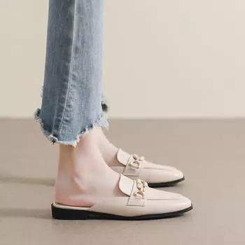 Weiwei girl 340-11 bag head slippers women wear lazy spring one-pedal muller shoes flat half slippers 35 чёрный