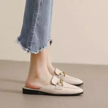 Weiwei girl 340-8 сумка на голову полутапочки женская одежда французская однопедальная ленивая тапочка большой размер женская обувь 41-43 35 чёрный