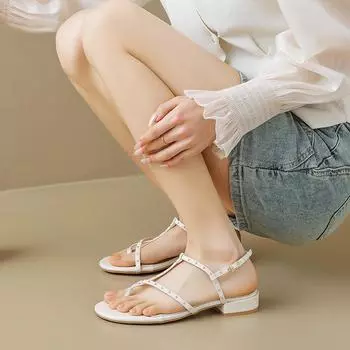 Weiwei Girl 355-1 Mezzanine Thick Heel Sandals Female Summer Fairy Wind Summer Fashion Flat-bottomed Beach Roman Shoes 35 абрикосовый