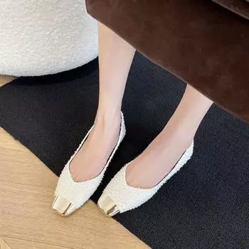 Weiwei girl 366-1 Французские остроносые одинарные туфли женские летние с одной педалью и плоским носом, маленькие ароматные ветряные туфли на мягкой подошве 35 абрикосовый