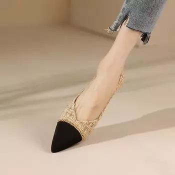 Weiwei girl 373-4 pointed single shoes women s flat bottom summer shallow mouth soft bottom laden shoes casual Korean version large size women s shoes 34 чёрный