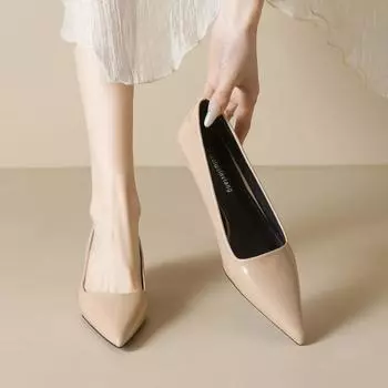 Weiwei girl 378-2 pointed high heels stiletto French temperament commuter work shoes light mouth nude single shoes women 34