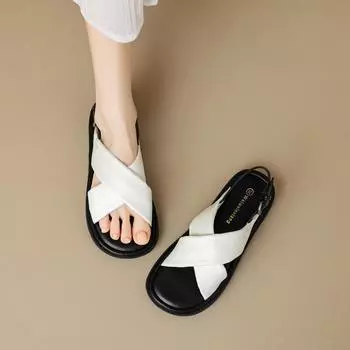 Weiwei girl 393-2 французские сандалии с перекрестными ремешками женские летние пустые корейские версии наступающие на дерьмо повседневные плоские римские туфли 35 серебряный