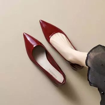 Weiwei girl 5153-1 Французские остроносые туфли женские на толстом каблуке с высокой пяткой черные рабочие туфли с одной педалью 34