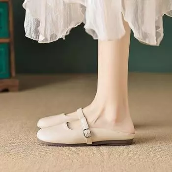 Weiwei Girl 520-3 Baotou Slippers Women s Lazy Shoes Summer Fairy Wind Soft Sole Sandals Large Size Women s Shoes 35 коричневый