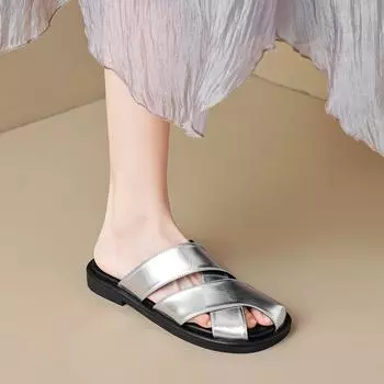 Weiwei Girl 569-1 Baotou Half Slippers Female Summer Wear Fairy Wind Niche Korean Edition Silver Beach Cool Slippers 35 серебряный