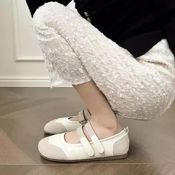 Weiwei girl 612-1 круглые одинарные туфли женские плоские с мягкой подошвой туфли Мэри Джейн в стиле ретро милые балетки 35 абрикосовый