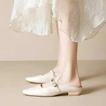 Weiwei girl 6579-1 французские тапочки-мешки с головкой, женская верхняя одежда, летняя толстая пятка с ленивыми прохладными тапочками 35 абрикосовый