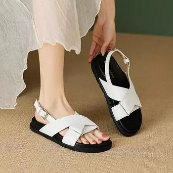 Weiwei girl 6920-2 сандалии женская верхняя одежда летняя модная пляжная обувь французская фея стиль плоская римская обувь 35 белый