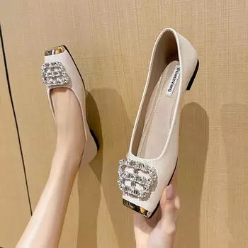 Weiwei girl 7681-2 square head single shoes women s flat-soled French one-pedal Doudou shoes shallow mouth soft-soled ladyshoes women 35 чёрный