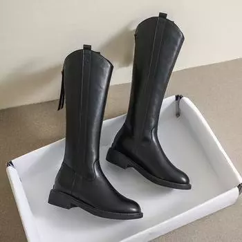 Weiwei Girl 772-1 Сапоги на толстой подошве женские осенне-зимние сапоги в британском стиле с застежкой-молнией сзади, но сапоги выше колена 35