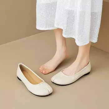 Weiwei Girl 7899-1 Pig s Trotter Split-toed Shoes Women s Shallow Mouth One Pedal Flat Horseshoe Doudou Shoes Ballet Shoes 35 абрикосовый