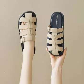 Weiwei girl 8397-2 французские ретро-тапочки-мешки женские плетеные римские классные тапочки женская летняя одежда 35 абрикосовый