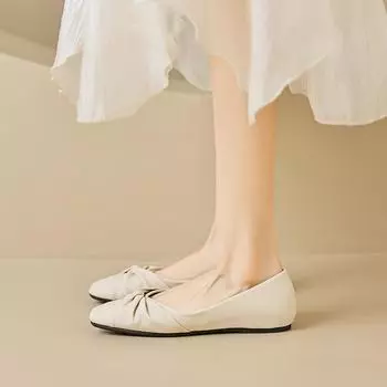 Weiwei girl 88-11 flat-soled single shoes women s summer shallow mouth one-pedal Doudou shoes soft-soled commuter large-size women s shoes 34 абрикосовый