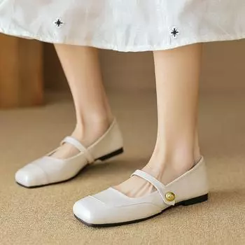Weiwei girl 8929-6 ретро французские одинарные туфли женские балетки с квадратным носком и небольшим горлом с туфлями Мэри Джейн 35 бежевый