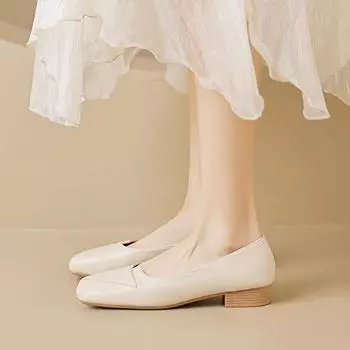 Weiwei Girl 9169-1 Coarse Heel Single Shoes Female Xia Fairy Wind Square Head One Pedal Soft-soled Doudou Shoes Large Size Women s Shoes 35 хаки