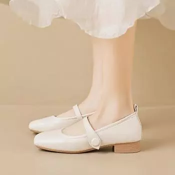 Weiwei girl 9169-6 Туфли Мэри Джейн женские летние с юбкой ретро мягкие кожаные туфли на толстом каблуке одинарные туфли большого размера женские 35 абрикосовый