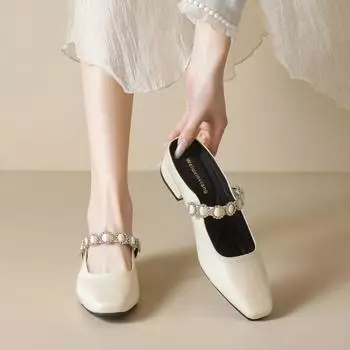 Weiwei girl 958-6 French bag head half slippers female summer wear rhinestone lazy pedal thick heel cool slippers 34 абрикосовый