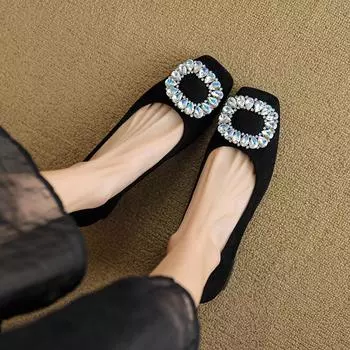 Weiwei girl 9811-1 thick heel single shoes women s one-pedal rhinestone fairy style high heels black commuter women s shoes 34