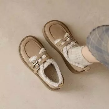 Weiwei Girl Plush Height Boost Зимние мокасины: Женские теплые туфли из хлопка и меха на толстой подошве 37 малиновый