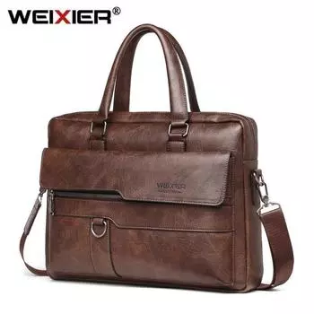 WEIXIER деловая сумка через плечо мужская сумка-мессенджер винтажная сумка через плечо из искусственной кожи для мужчин модные повседневные мужские сумки портфель One size светло-коричневого