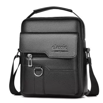 WEIXIER модная мужская сумка-слинг из шагреневой кожи, водонепроницаемая сумка через плечо из искусственной кожи большой вместимости, мужская повседневная винтажная сумка-саквояж коричневый