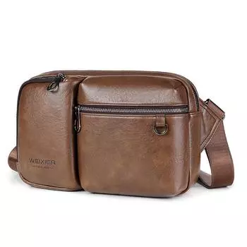 WEIXIER Мужская кожаная сумка через плечо, водонепроницаемая сумка-мессенджер, портфель, сумка-саквояж, повседневная дорожная сумка чёрный