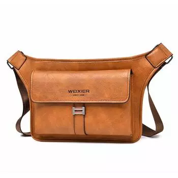 WEIXIER Мужская кожаная сумка через плечо, водонепроницаемая поясная сумка, портфель, сумка-саквояж, сумка для путешествий, занятий в спортзале, езды на велосипеде коричневый