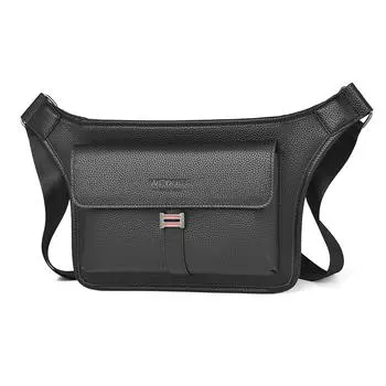 WEIXIER Мужская кожаная сумка через плечо, водонепроницаемая поясная сумка, поясная сумка, портфель для путешествий, занятий в спортзале, езды на велосипеде чёрный
