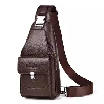 WEIXIER Мужская кожаная сумка-слинг, водонепроницаемая сумка через плечо, рюкзак для путешествий, походов, ежедневных поездок на работу чёрный