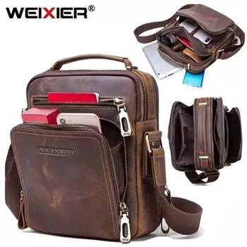 WEIXIER Мужская сумка через плечо из искусственной кожи, винтажные сумки-мессенджеры, мужские сумки через плечо, мужская сумка, сумка на ремне one size коричневый