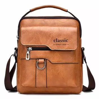 WEIXIER Мужская сумка через плечо, кожаная сумка через плечо, классический водонепроницаемый портфель, дорожная сумка коричневый