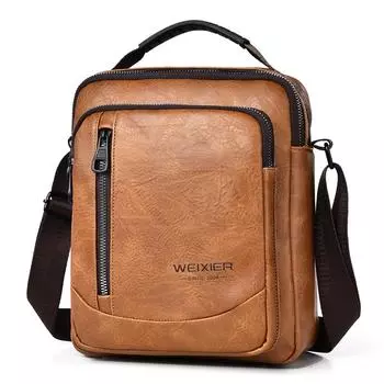 WEIXIER Мужская сумка через плечо кожаная сумка-мессенджер водонепроницаемый портфель-ранец дорожная сумка кофейный