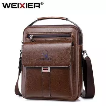 WEIXIER мужские сумки через плечо, многофункциональные мужские сумки, вместительная сумка из искусственной кожи для мужчин, сумки-мессенджеры, сумка-тоут темно-коричневого