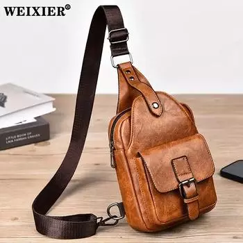 WEIXIER Повседневная мужская нагрудная сумка в стиле ретро, большая вместительная водонепроницаемая изысканная сумка на ремне, уличная сумка на одно плечо для мужчин
