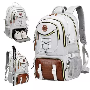 WEIXIER Повседневный рюкзак большой вместимости для мужчин и женщин, рюкзак из ткани Оксфорд для путешествий, походов, занятий спортом, легкий и прочный рюкзак для поездок на работу белый