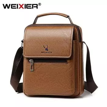 WEIXIER Роскошные брендовые винтажные мужские сумки, кожаная сумка через плечо для мужчин, деловая сумка через плечо, мужская модная повседневная сумка