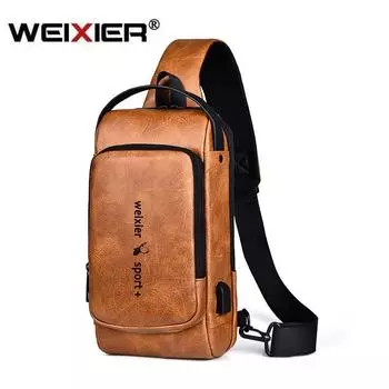 WEIXIER сумка через плечо для мужчин, водонепроницаемая USB сумка через плечо, противоугонная короткая дорожная сумка-мессенджер, модная дизайнерская нагрудная сумка