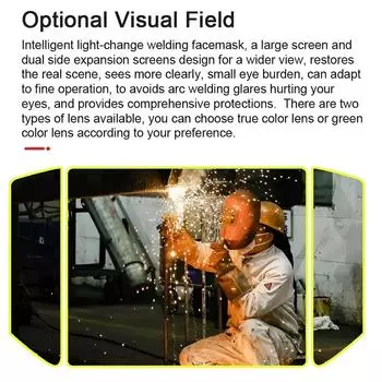Welding Facemask Automatic Dimming Welding Facemask 130 High Temperature Resistant Auto Darkening Facemask for Arc Welding